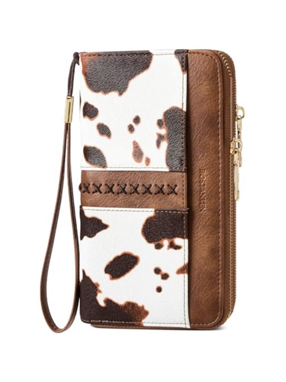 Western Wristlet Wallet RFID Vegan Leather Double Zip Clutch Card Holder Women
